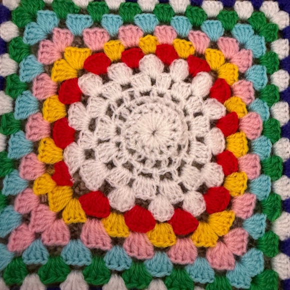 Handmade Crochet Rainbow Granny Square Panel - Picture 2 of 4